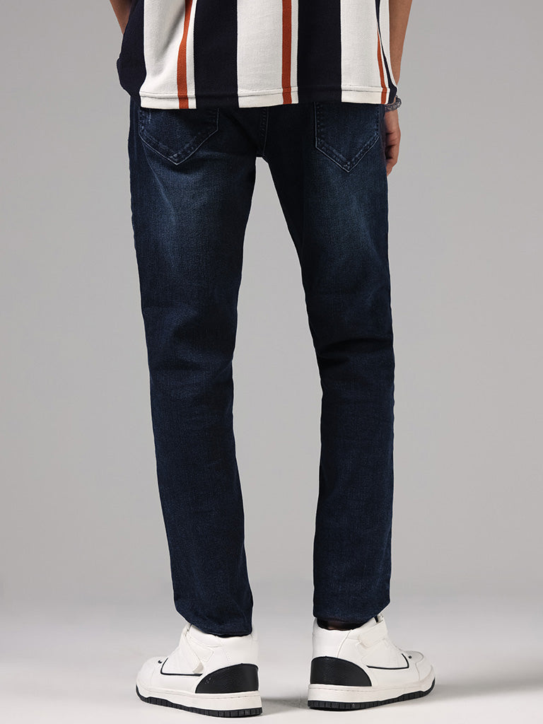 Nuon Dark Blue Slim - Fit Mid - Rise Jeans