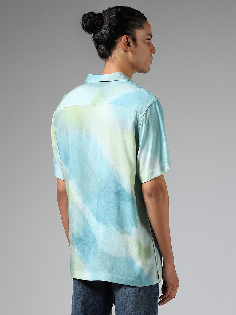 Nuon Blue & Green Tie-Dye Relaxed-Fit Shirt