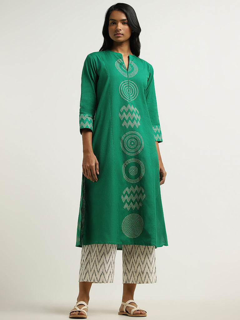 Utsa Green Printed Kurta