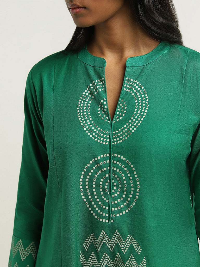 Utsa Green Printed Kurta