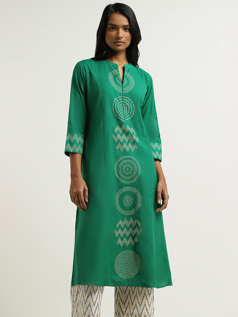 Utsa Green Printed Kurta