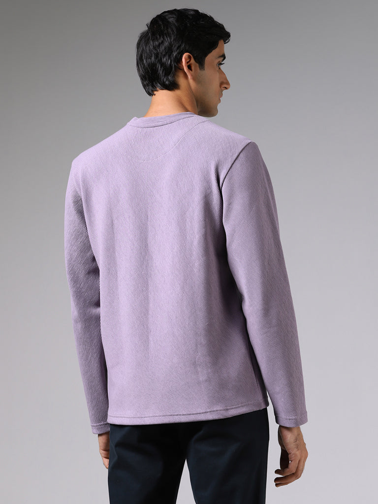 Ascot Light Purple Ribbed Relaxed-Fit Sweatshirt