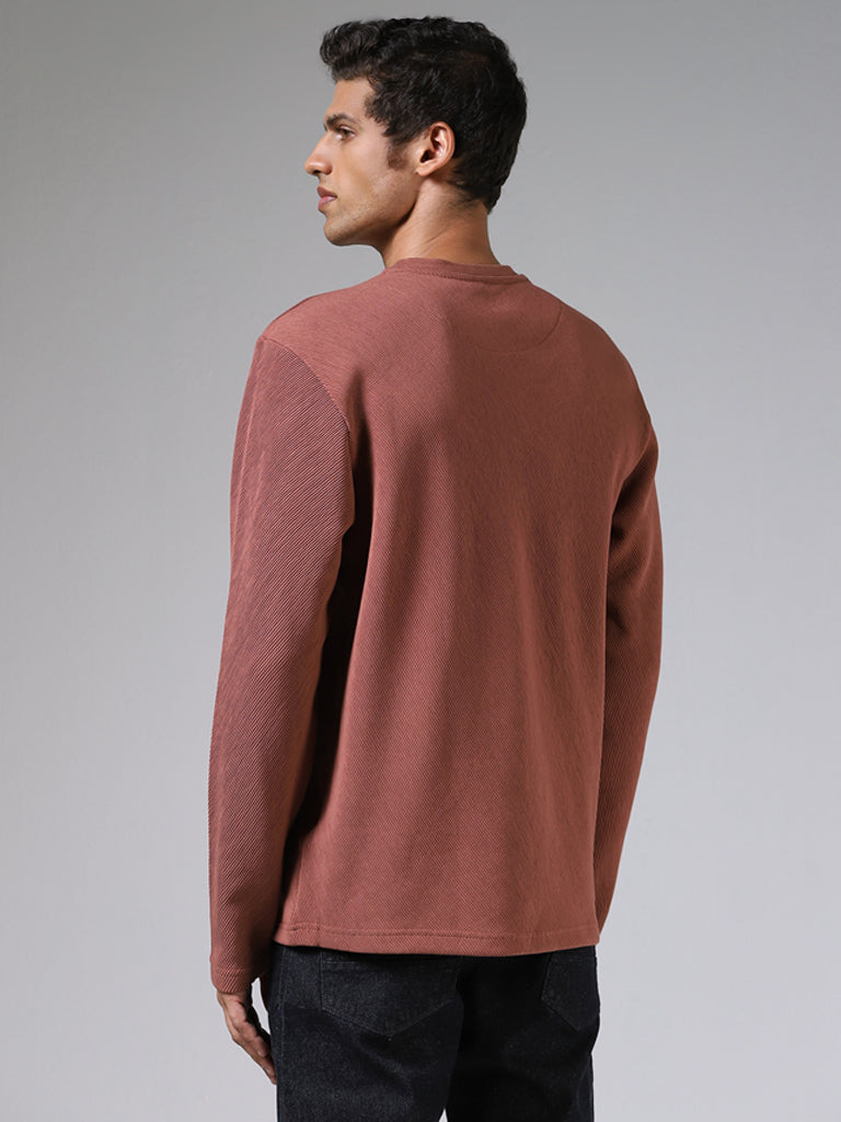 Ascot Rust Ribbed Relaxed-Fit Sweatshirt