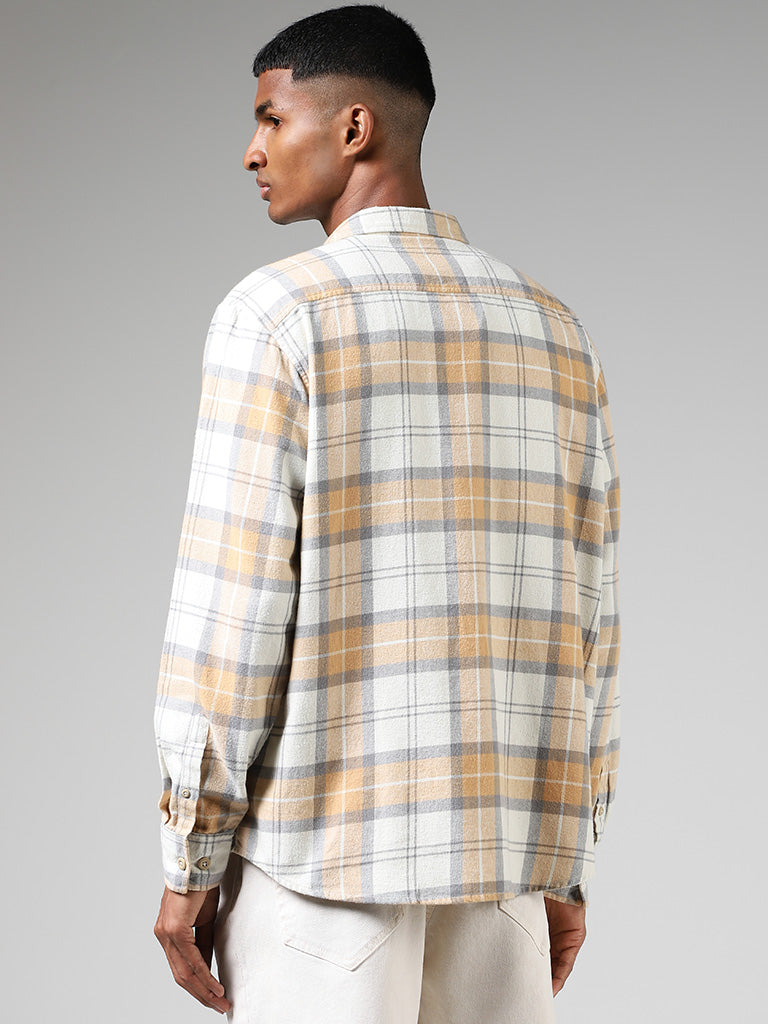 Nuon Cream Checked Cotton Relaxed-Fit Shirt