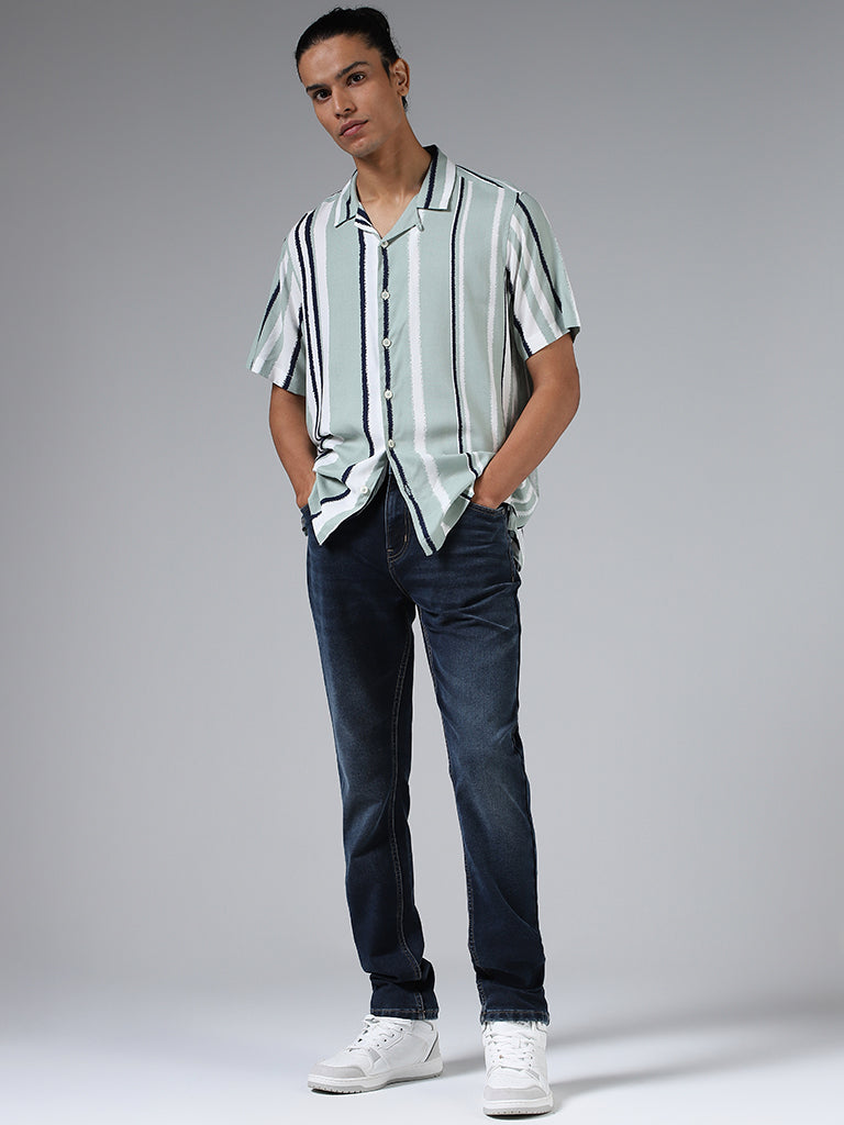 Nuon Sage Striped Relaxed-Fit Shirt