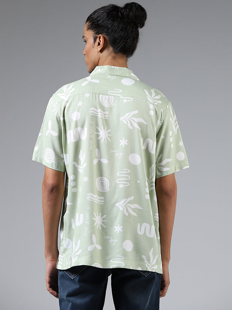 Nuon Green Abstract Printed Relaxed-Fit Shirt