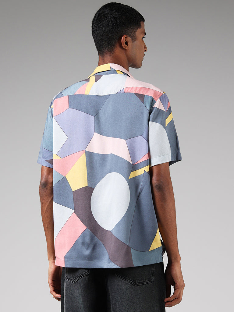 Nuon Grey Abstract Relaxed-Fit Shirt