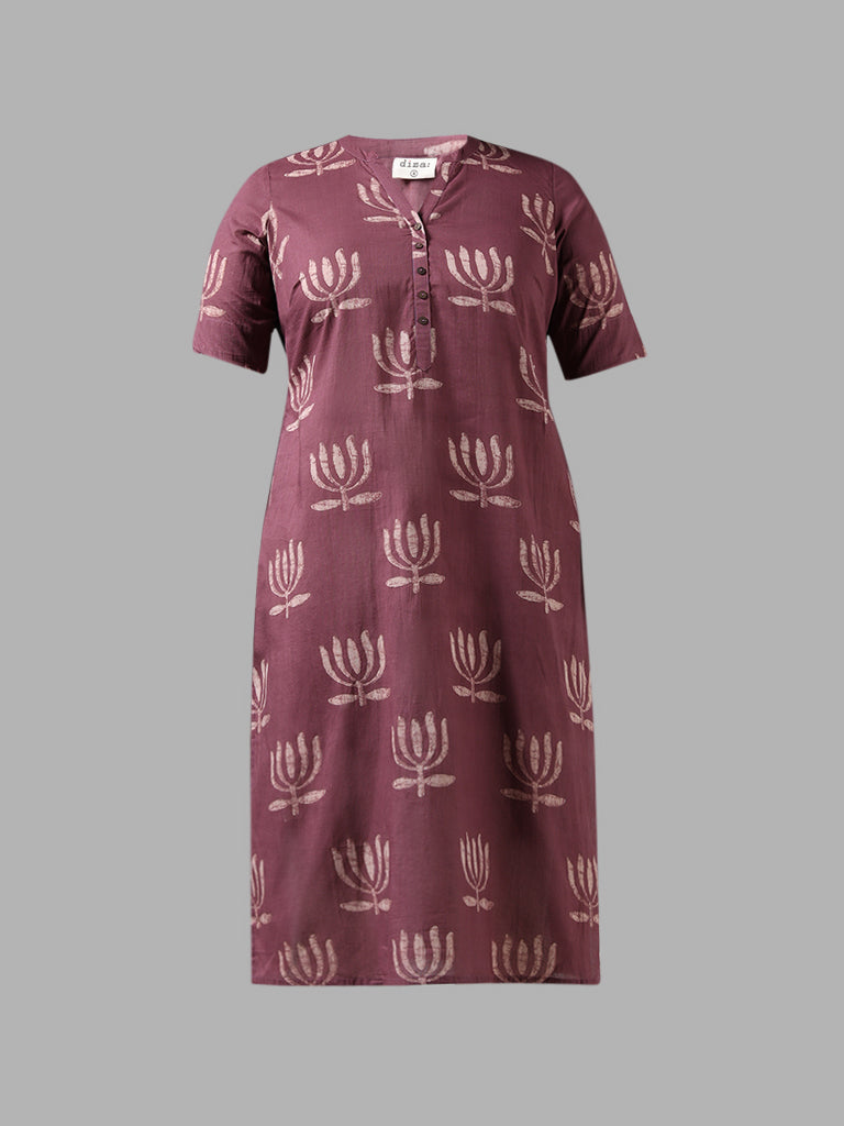 Diza Lilac Printed Cotton Kurta