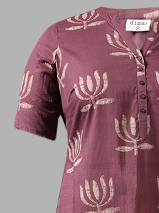 Diza Lilac Printed Cotton Kurta