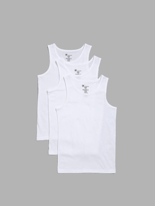 Y&F Kids Plain White Vests - Pack of 3