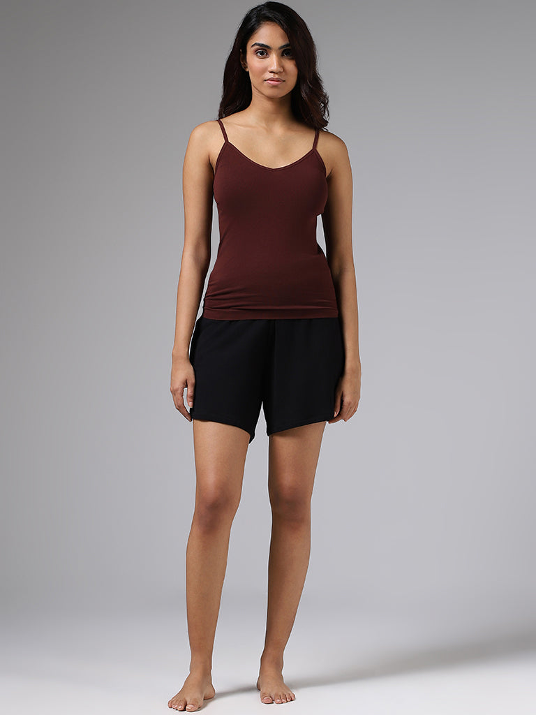 Wunderlove Solid Wine V-Neck Camisole