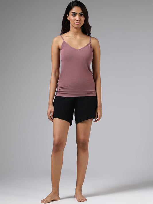 Wunderlove Solid Dusty Rose V-Neck Camisole