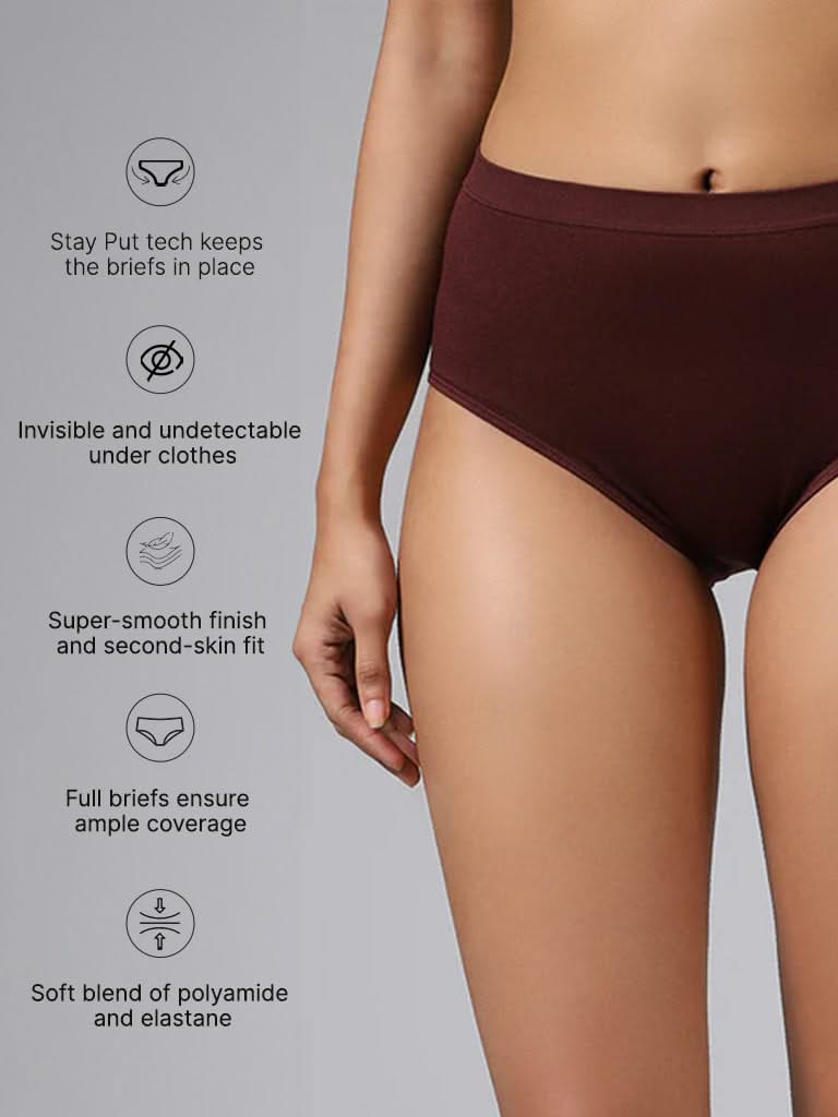 Wunderlove Solid Wine Seamless Full Brief