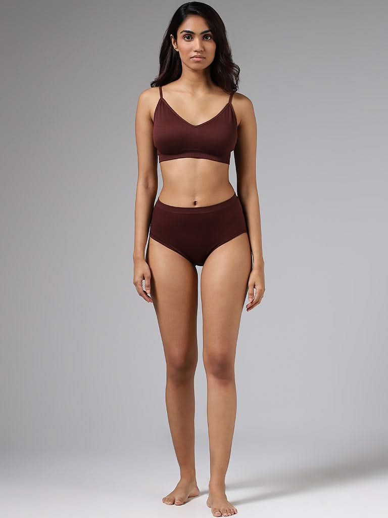 Wunderlove Solid Wine Seamless Full Brief