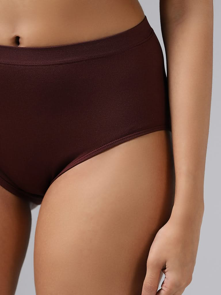 Wunderlove Solid Wine Seamless Full Brief