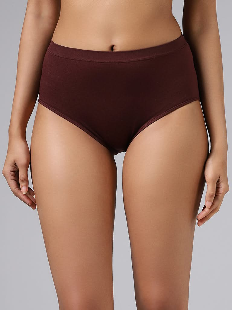 Wunderlove Solid Wine Seamless Full Brief