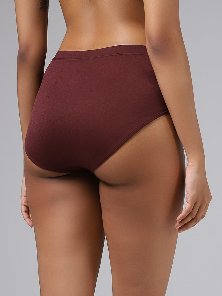 Wunderlove Solid Wine Seamless Full Brief