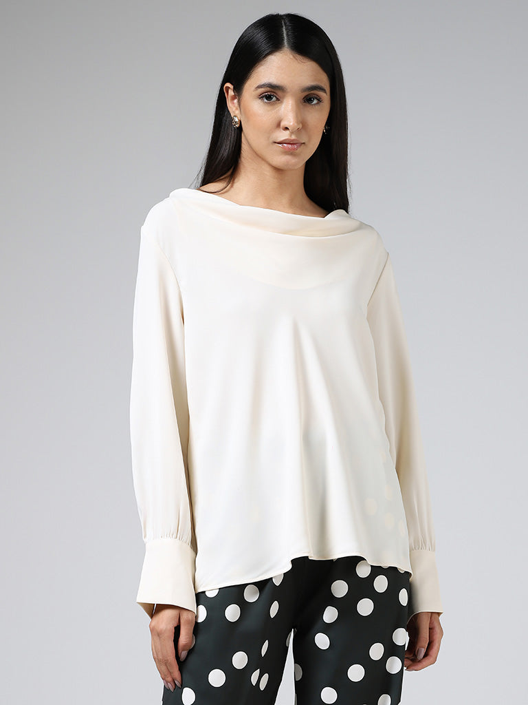 Wardrobe Off White Cowl Neck Top