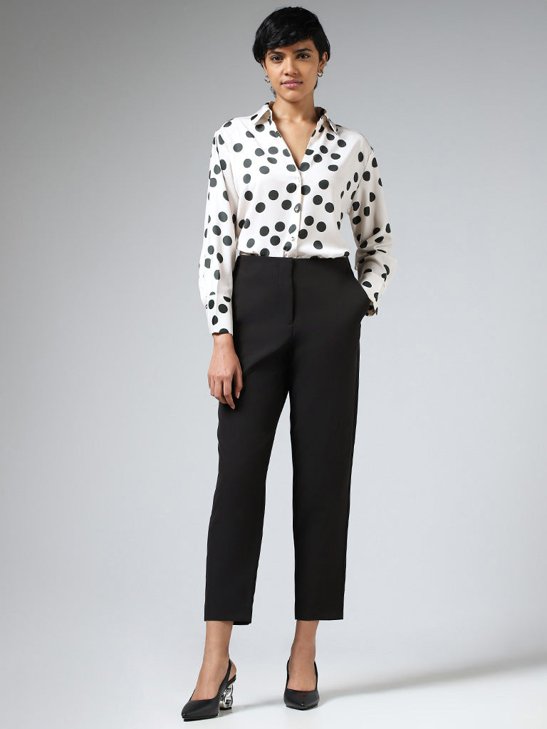 Wardrobe White Polka Dot Printed Shirt