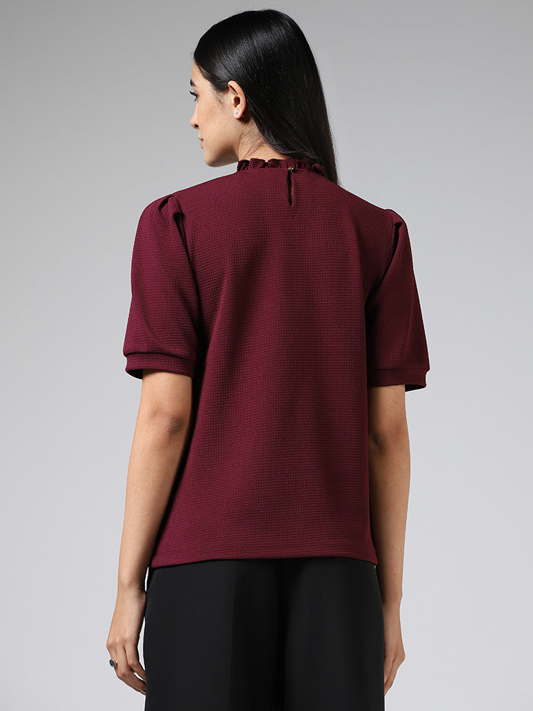 Wardrobe Burgundy Textured Top