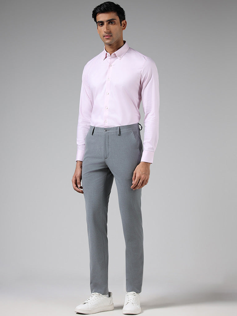 WES Formals Pink Cotton Blend Slim-Fit Shirt