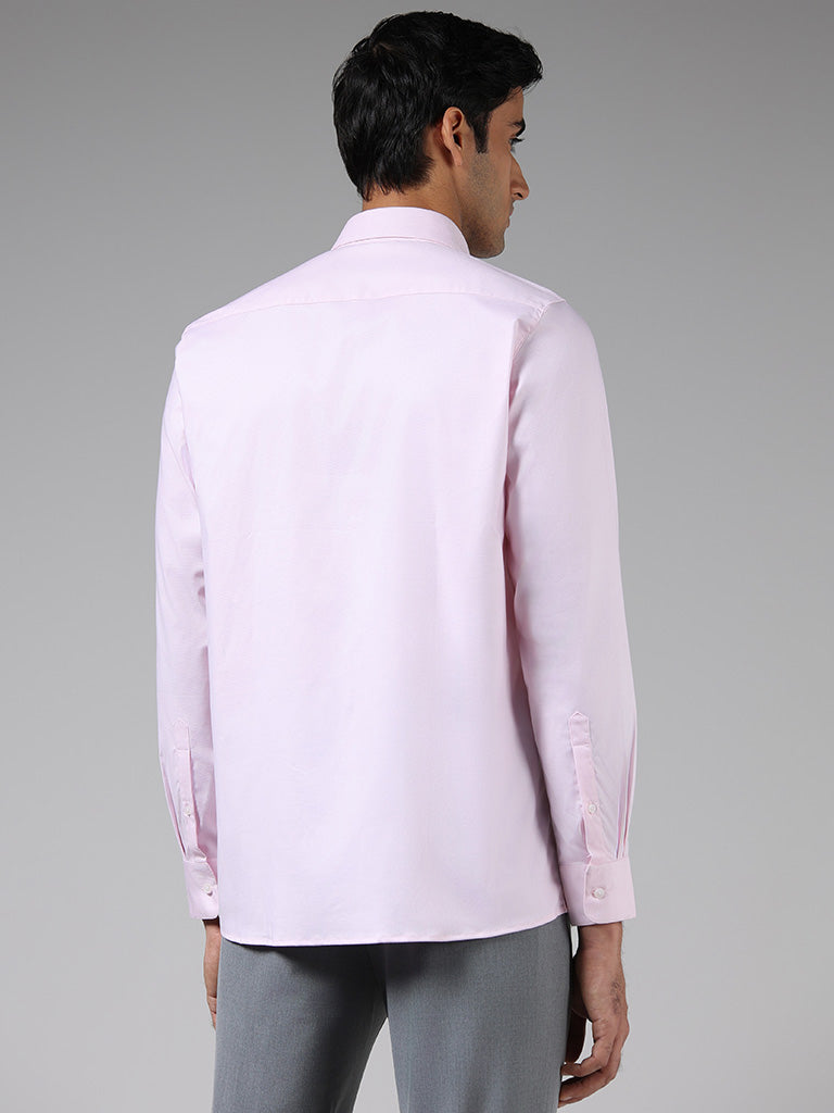 WES Formals Pink Cotton Blend Slim-Fit Shirt