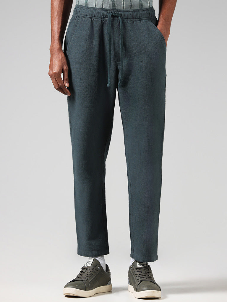 ETA Self Teal Cotton Relaxed-Fit Low-RiseChinos