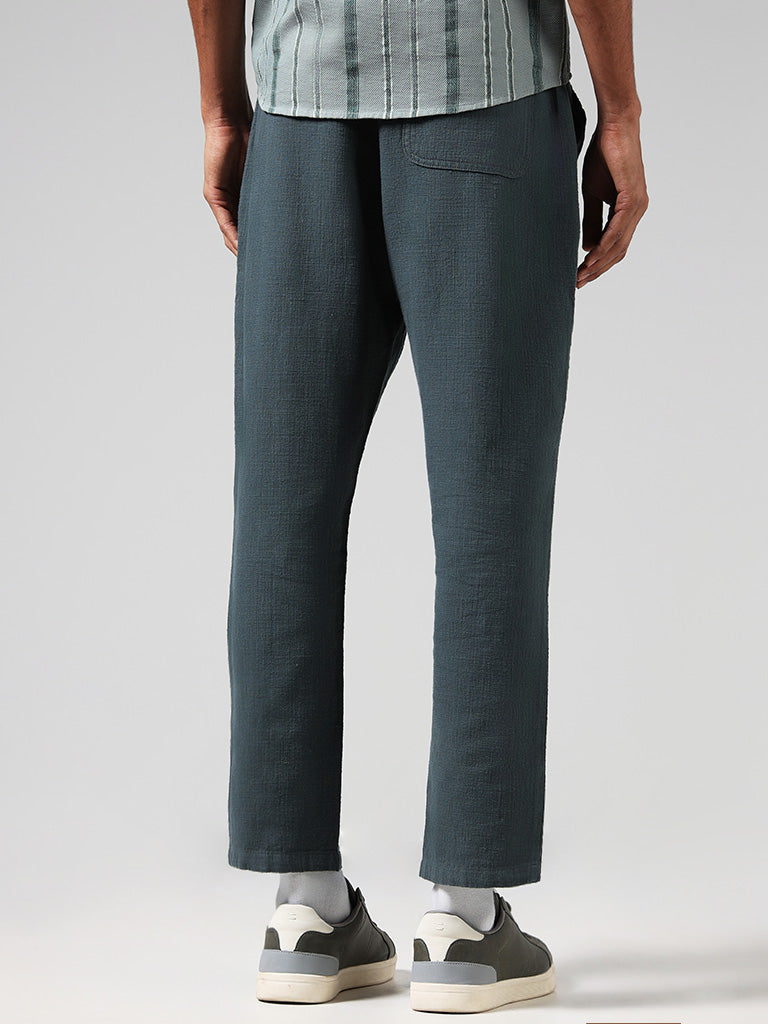 ETA Self Teal Cotton Relaxed-Fit Low-RiseChinos