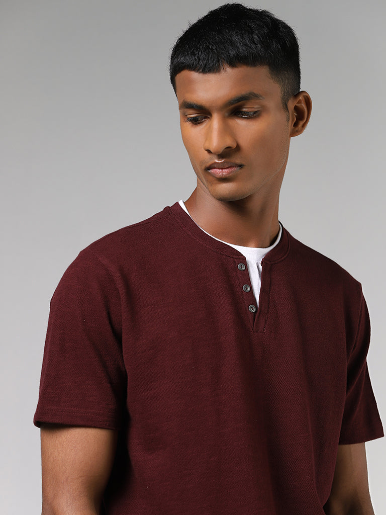 ETA Maroon Slim-Fit T-Shirt