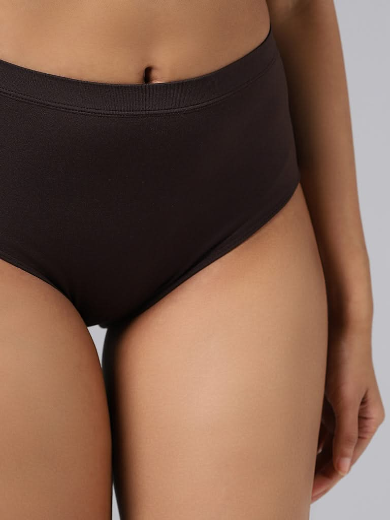 Wunderlove Solid Dark Brown Seamless Full Brief