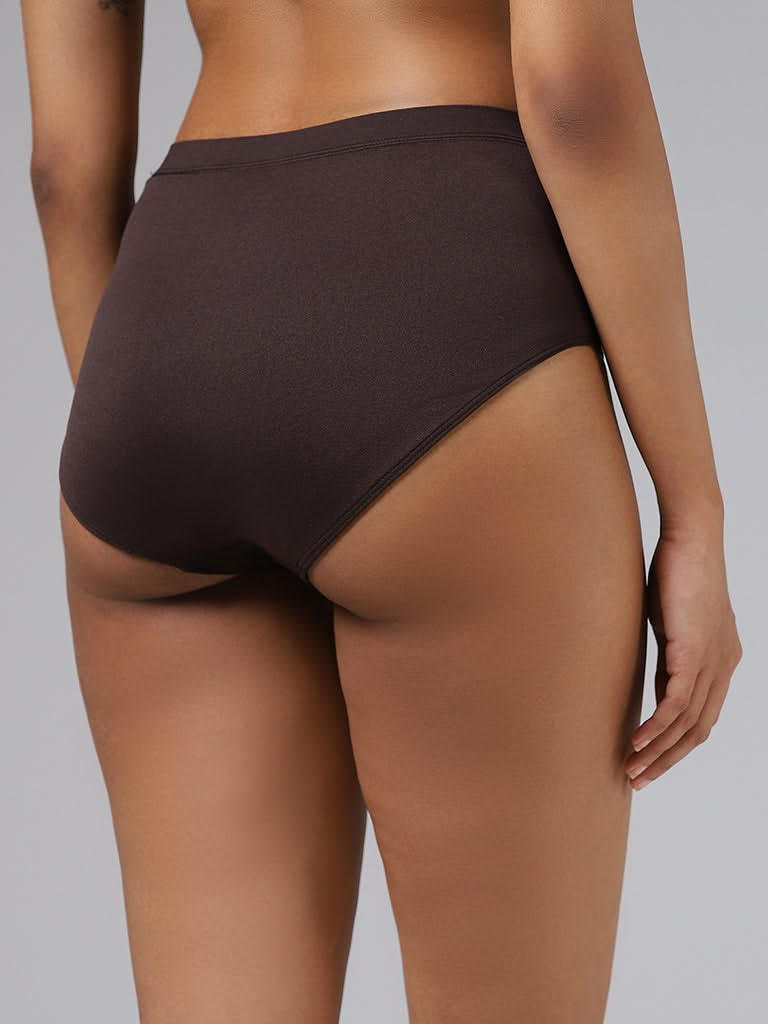 Wunderlove Solid Dark Brown Seamless Full Brief