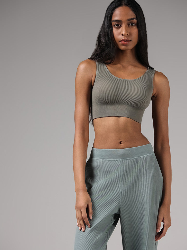 Superstar Olive Ribbed Bralette