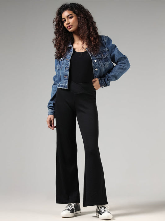 Superstar Solid Black Wide Leg Pants