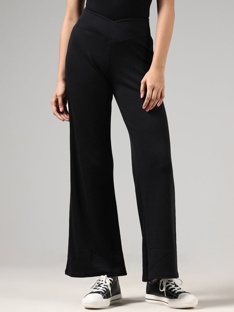 Superstar Solid Black Wide Leg Pants