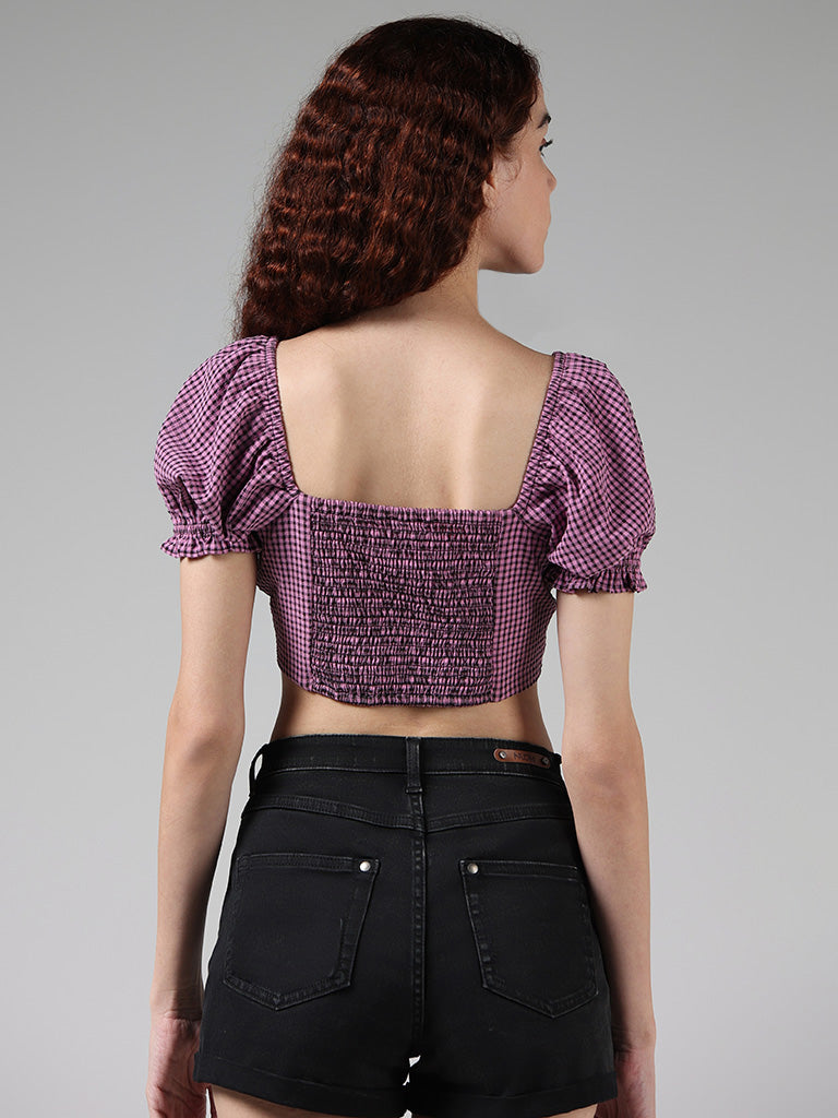 Nuon Orchid Checked Crop Top