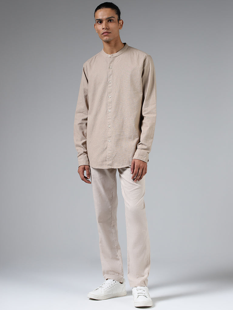 ETA Solid Beige Resort-Fit Shirt