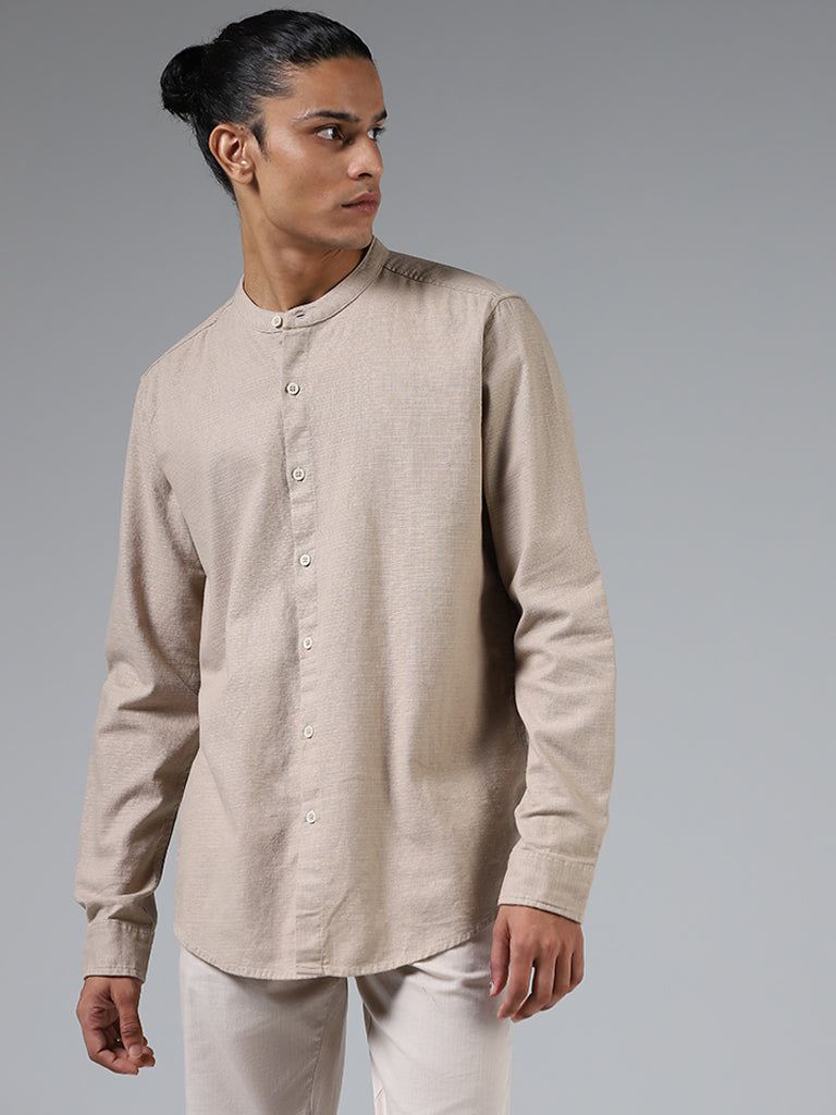 ETA Solid Beige Resort-Fit Shirt