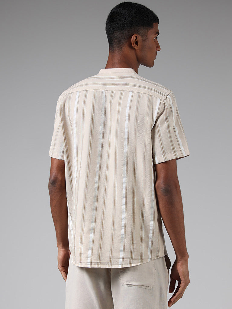 ETA Beige Striped Cotton Resort-Fit Shirt