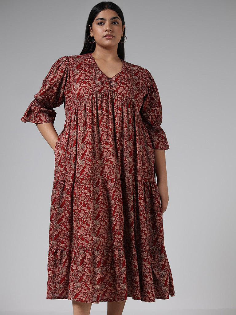 Diza Red Floral Printed Dress