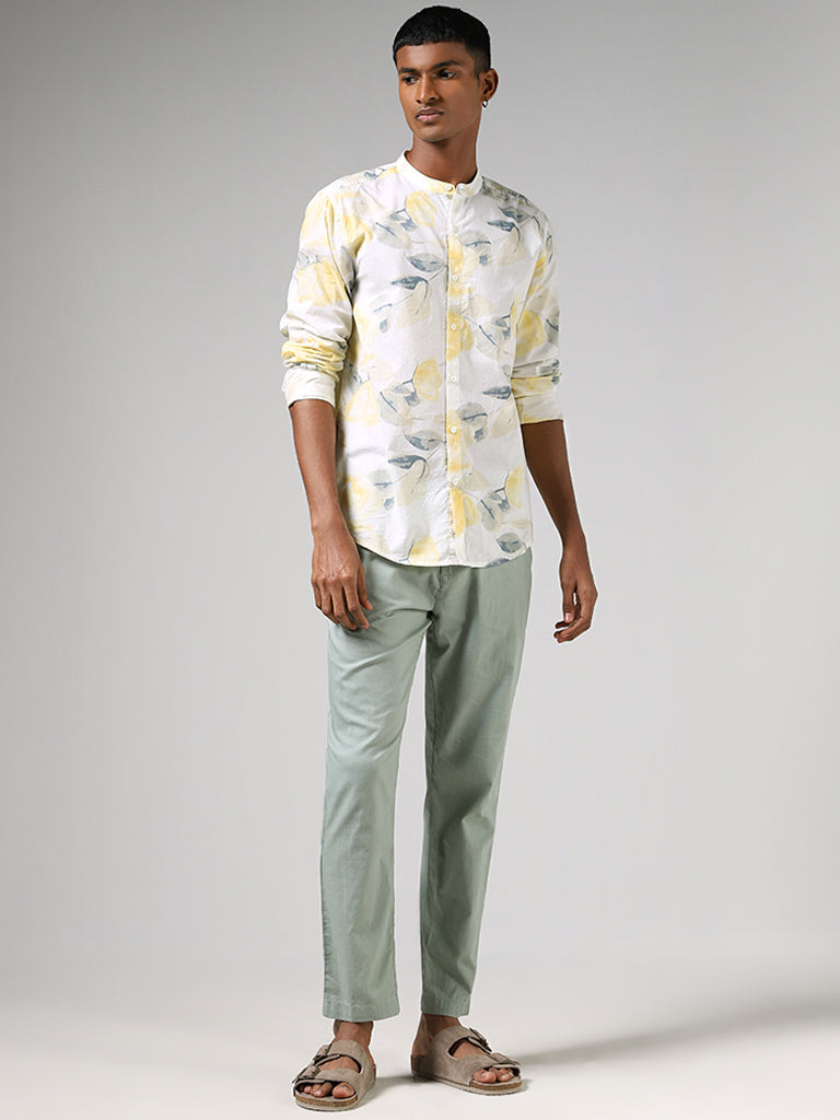 ETA Off White Floral Printed Resort-Fit Shirt