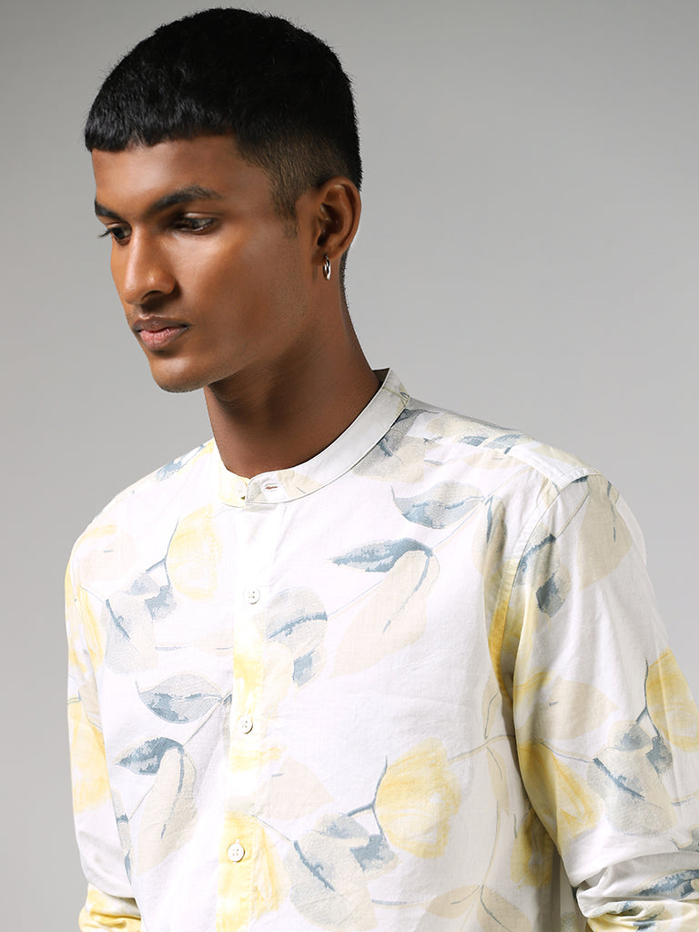 ETA Off White Floral Printed Resort-Fit Shirt