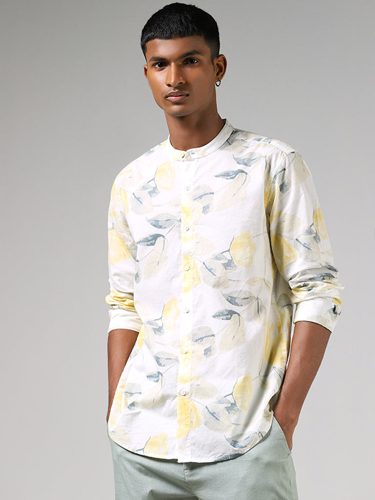 ETA Off White Floral Printed Resort-Fit Shirt