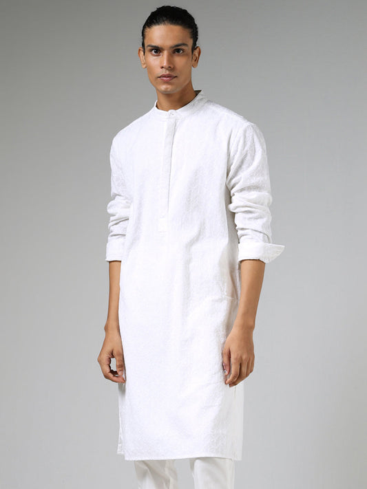 Kala by ETA Off White Embroidery Resort-Fit Kurta