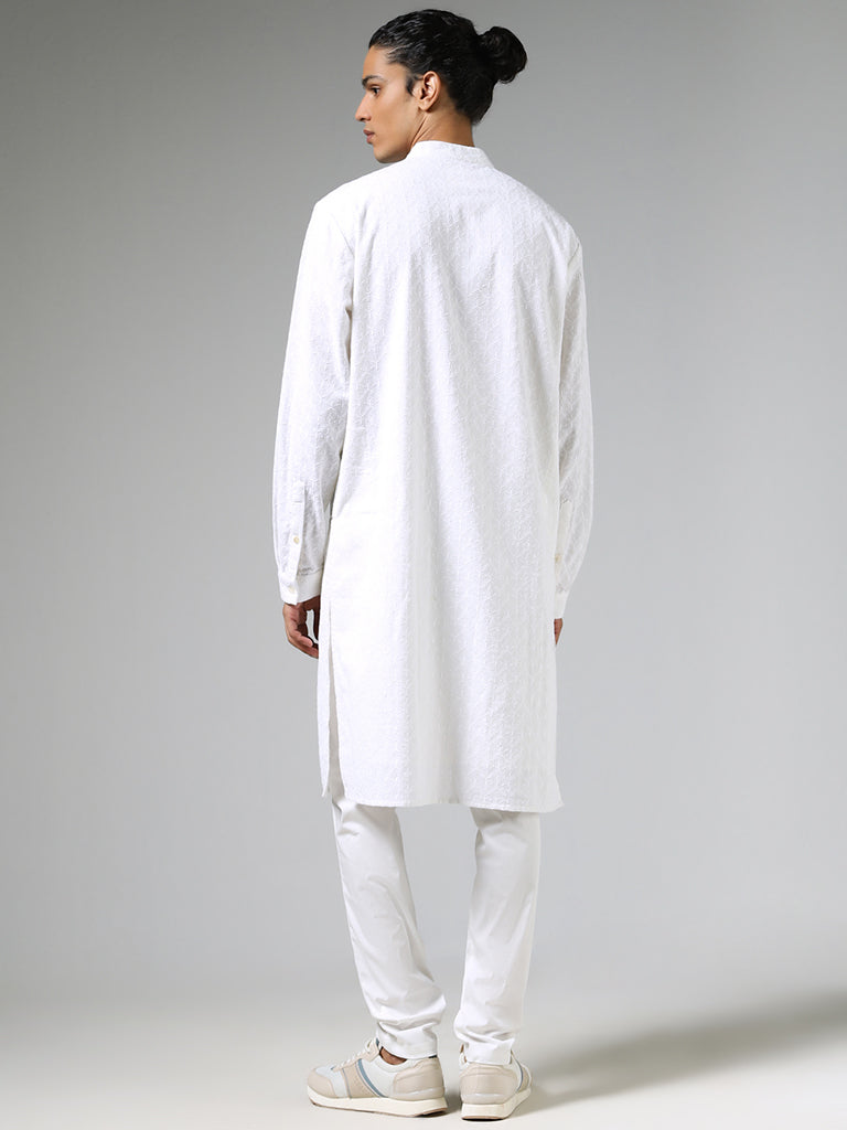 Kala by ETA Off White Embroidery Resort-Fit Kurta