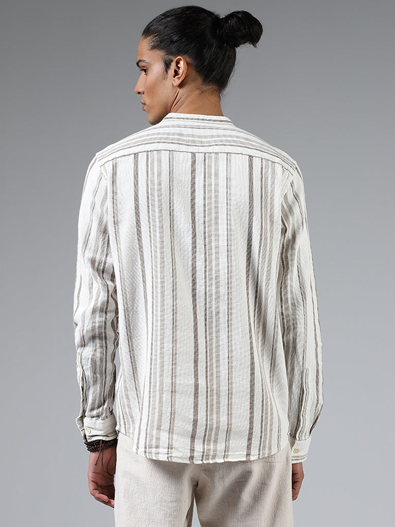 ETA Off White Striped Cotton Resort-Fit Shirt