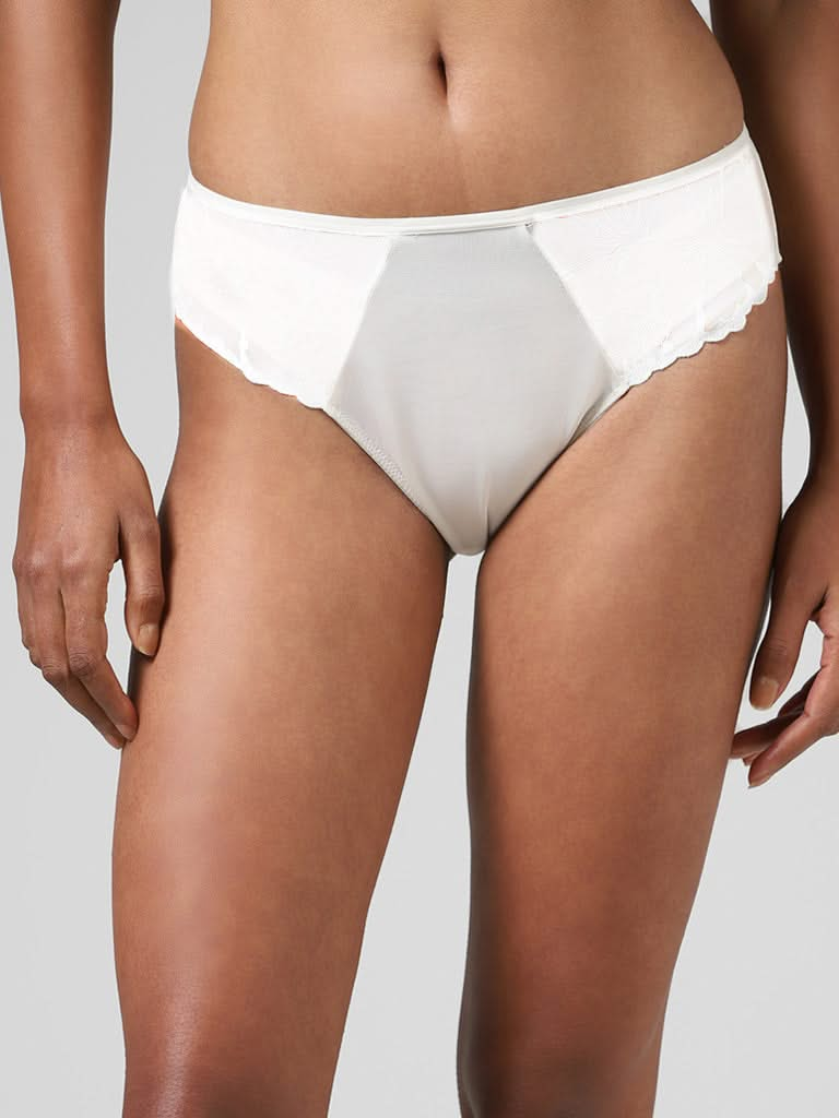 Wunderlove Off White Lace Insert Brazilian Brief