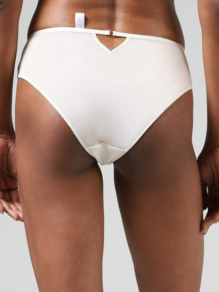 Wunderlove Off White Lace Insert Brazilian Brief