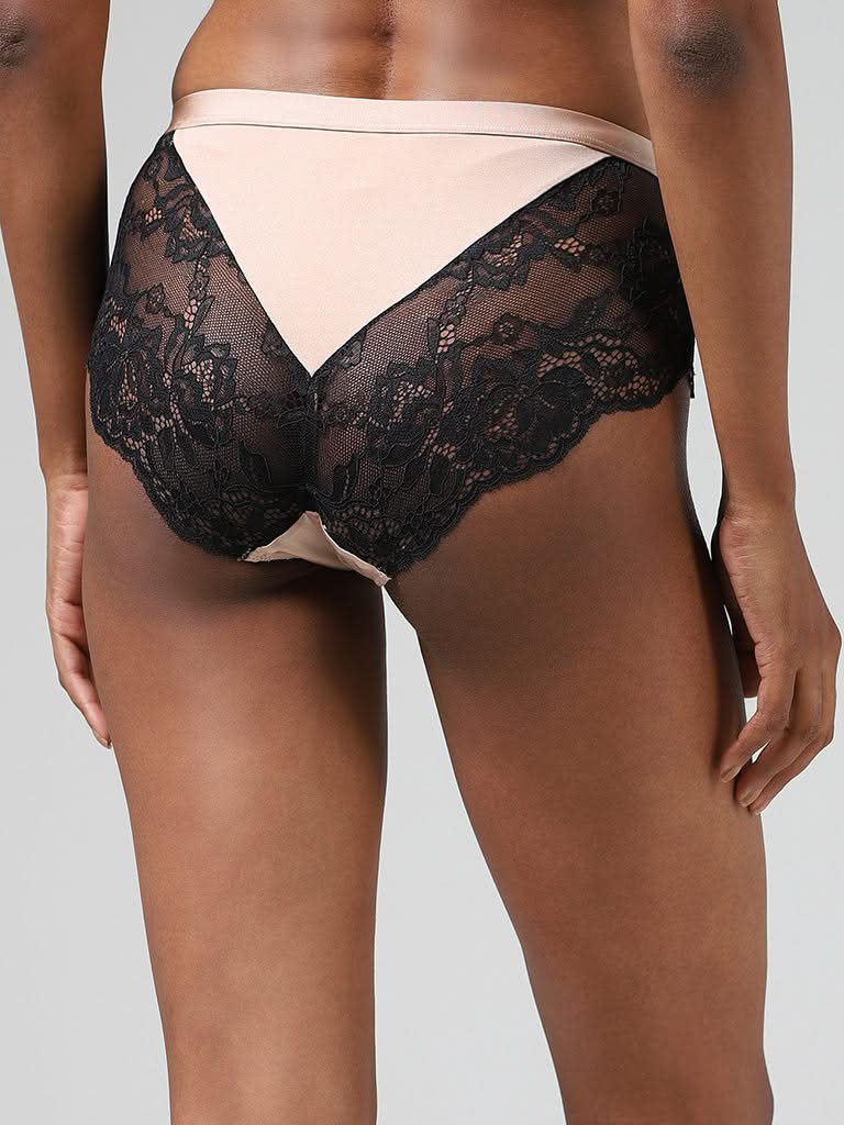 Wunderlove Black & Cream Lace Insert Brief