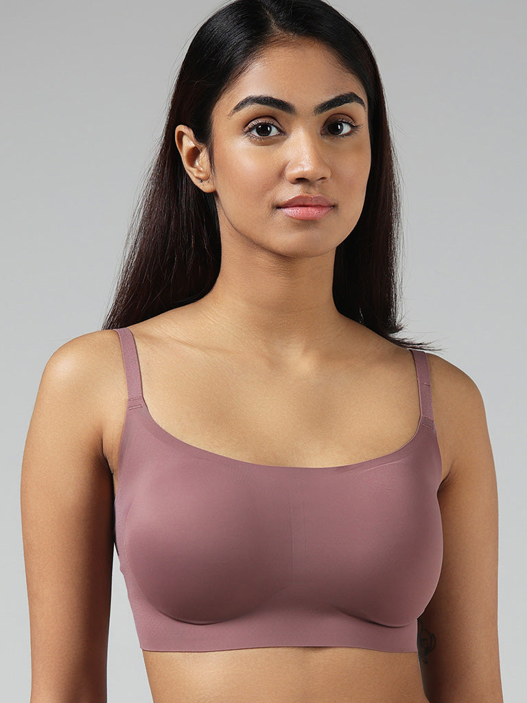 Wunderlove Solid Nude Pink Scoop Neck Invisible Bra