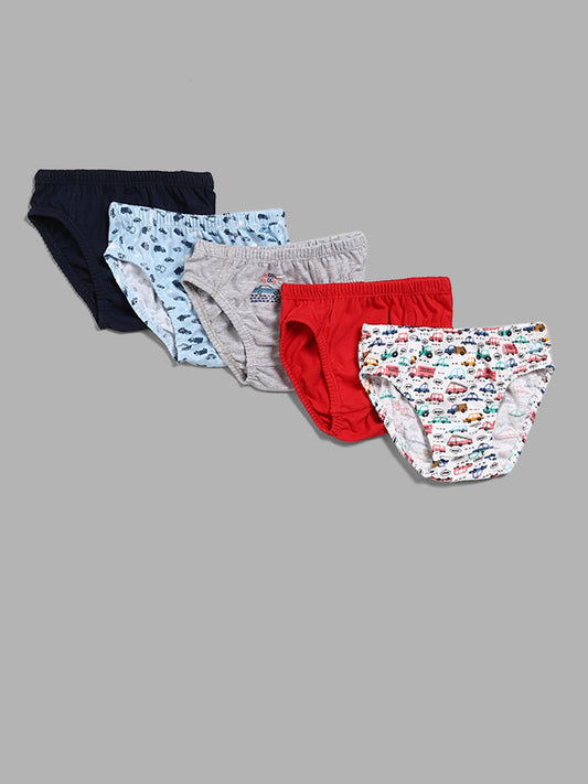 HOP Kids Multicolour Vehicle Printed Briefs - Pack of 5